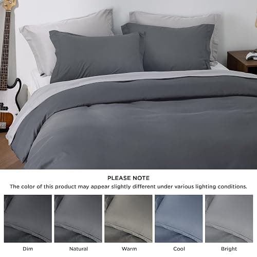 Bedsure Duvet Cover Queen Size - Soft Double Brushed Bedding Set for Kids & Adults, Zipper Closure, 3 Pieces, Includes 1 Duvet Cover (90"x90") & 2 Pillow Shams, NO Comforter, Dark Grey thumbnail 5
