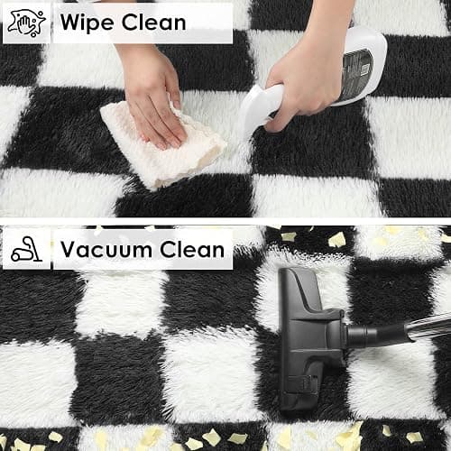 KICMOR Area Rugs for Bedroom Living Room, 4x6 Black and White Fluffy Soft Checkered Rug Fuzzy Shag Shaggy Carpet, Indoor Plush Floor Rugs for Kids Boys Girls Teen Dorm Nursery Home Decor Aesthetic thumbnail 4