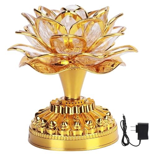 OUKENS Lotus Flower Lamp,Buddhist Lamp, 110-240v Us Plug Buddha Light Led Lotus 7 Colorful Golden Buddha Night Light Buddhism Faith Supplies(1Pcs) - Image 1