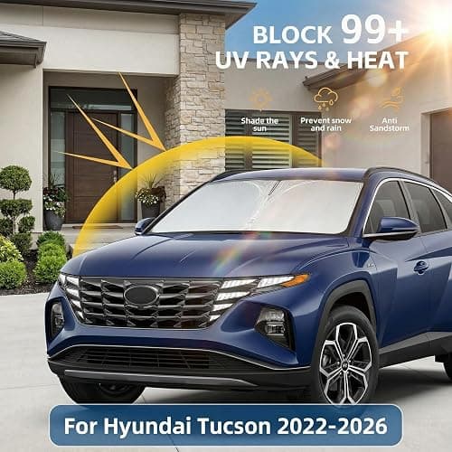 for Hyundai Tucson 2022 2023 2024 2025 2026 Windshield Sun Shade Front Window Shade Custom Fit Tucson Accessories Sun Visor Foldable Shade Blocks UV Rays Summer Must Have Car Accessories thumbnail 2