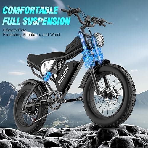 Electric Bike for Adults Q20, 2000/1500W, 37/30MPH,52V 40AH,48V/20AH E-Bike,30-180 Miles Electric Motorcycle, 20" Fat Tire Dirt Bike, UL2849 All Terrain for Mountains, Snow, Sand, Road - 𝗤𝟮𝟬-𝟭𝟱𝟬𝟬𝗪 𝟰𝟴𝗩𝟮𝟬𝗔𝗛 thumbnail 5