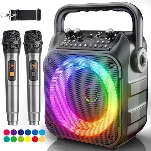 [Newest] Karaoke Machine with 2 Wireless Microphones: Karaoke Speaker Microphones for Adults Kids - Portable Bluetooth Speaker for TV Phone Tablet - Karaoke Gift for Party Home Outdoor Live Mixers thumbnail 8