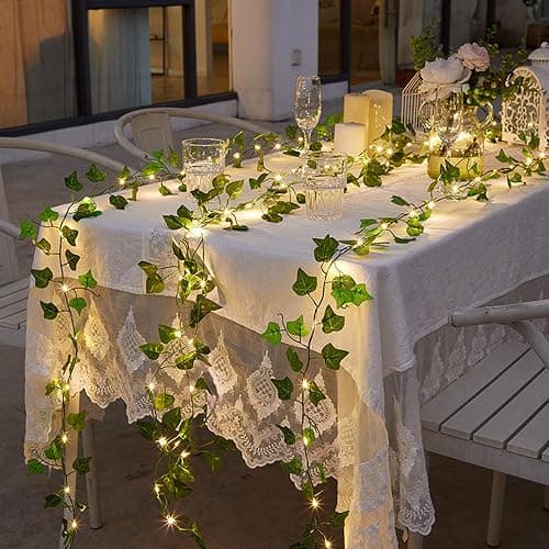 12 Packs Artificial Ivy, 84FT Garland Hanging Plants Fake Vines with 200 LED String Light for Bedroom Wedding Party Garden Wall Room Home Decor thumbnail 2
