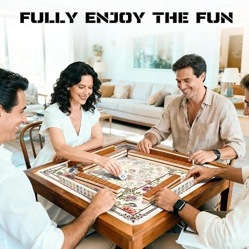 HEIFAM Mahjong Mat for Table, Mahjong Table Mat Flower 31x 31In, Non-Slip Noise Reduction Mah Jong Mat with Carrying Bag, Game Table Cover for Mahjongs Poker Card Dominoes, Christmas Birthday Gift thumbnail 7