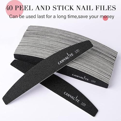 Canvalite 40 PCS Nail File Professional Reusable Peel and Stick Nail Files Replaceable Emery Boards 100 Grit Fingernail Files Manicure Tools for Home and Salon Use thumbnail 3
