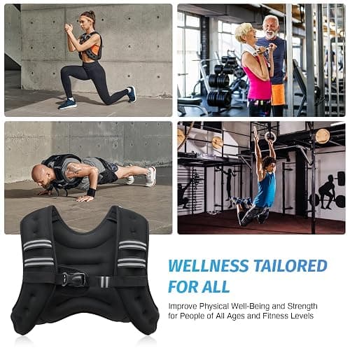 ZELUS Weighted Vest, 6lb/8lb/12lb/16lb/20lb/25lb/30lb Weight Vest with Reflective Stripe for Workout, Strength Training, Running, Fitness, Muscle Building, Weight Loss, Weightlifting thumbnail 6