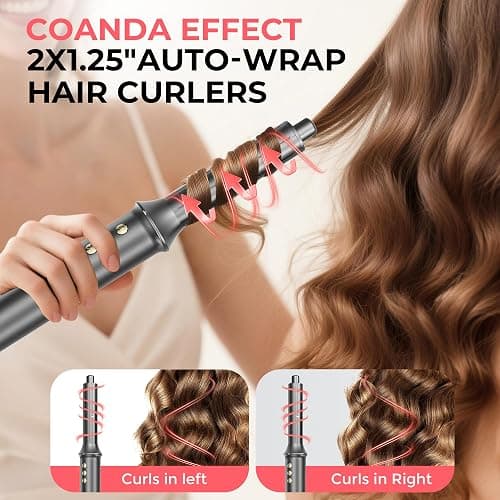 5 in 1 Hair Styler&Hair Dryer Brush,High-Speed Frizz-Free Blow Dryer,Ionic Fast Drying Hot Air Brush Air Styler Wrap, Auto Wrap Curler, Multi Styler Tools-Curl,Volumize, Straighten,Ideal Gift thumbnail 4