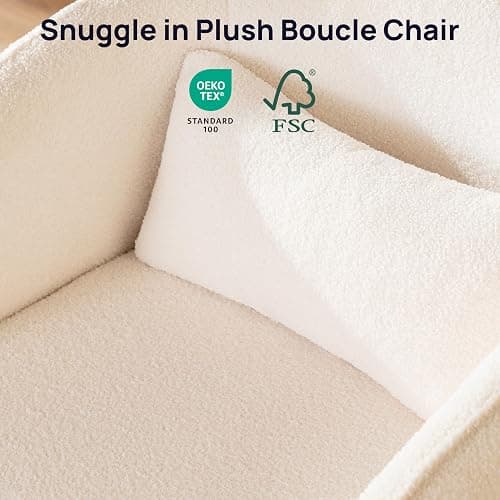 Oversized Boucle Swivel Chair with 82L Storage, Barrel Accent Chairs, White | Fully Washable Comfy Single Sofa Chair, Modern Swivel Chair for Living Room, Cloud Armchair for Bedroom, Nursery,Sherpa&Teddy thumbnail 7