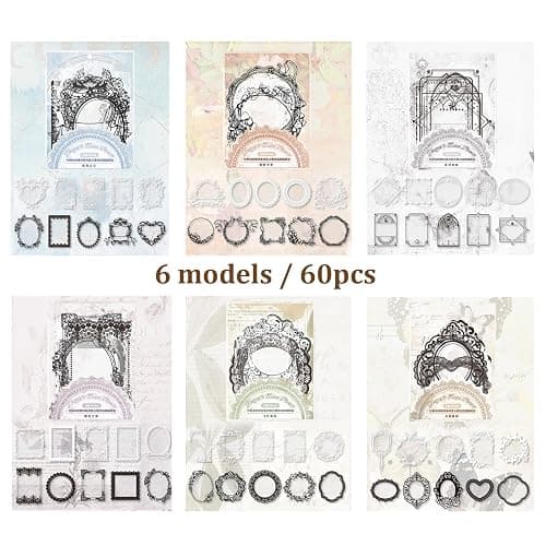 60 PCS Cutout Lace Vintage Scrapbook Stickers Washi Sticker Journal Scrapbooking StickersDecorative Paper DIY Aesthetic Bullet Journaling Supplies thumbnail 3