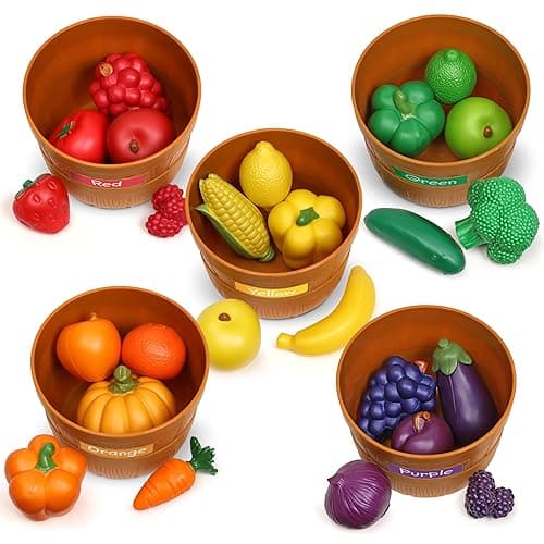 Learning Resources Farmer's Market Color Sorting Set - Play Food for Kids, Toddler Learning Toys, Grocery and Kitchen Play Toys thumbnail 9