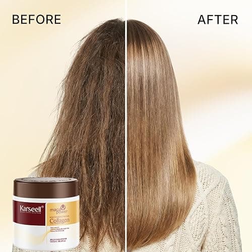 Karseell Collagen Hair Treatment Deep Repair Conditioning Argan Oil Collagen Hair Mask Essence for Dry Damaged Hair All Hair Types 16.90 oz 500ml thumbnail 8