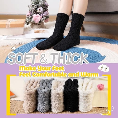 Women Fuzzy Slipper Socks Fluffy Cozy Comfy Cabin Plush Warm Thermal Winter Soft Home Sleep Socks thumbnail 4