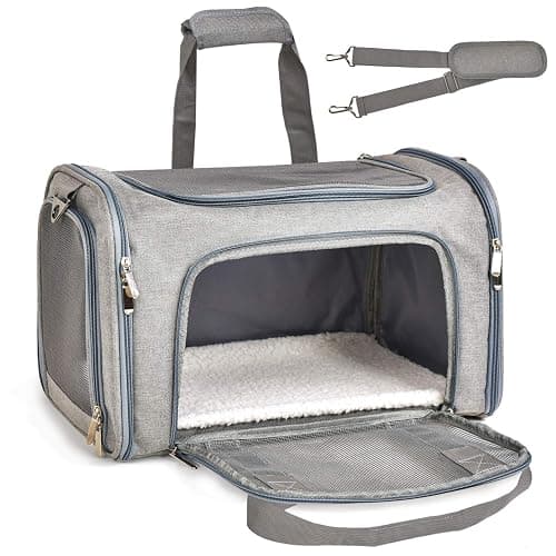 Henkelion Cat Carriers Dog Carrier Pet Carrier For Small / Medium Cats Dogs Puppies (Up To 15lbs), TSA Airline Approved Small Dog Carrier Soft Sided, Collapsible Waterproof Travel Puppy Carrier - Grey thumbnail 9