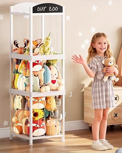 CHOEZON Stuffed Animal Storage, Stuffed Animal Organizer with Elastic Cords, Zoo Stuffed Animal Holder, Toy Storage Organizer, for Living Room, Nursery, Bedroom, Playroom, White TCW44WB thumbnail 2