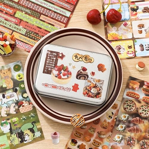 Girl's Japanese Retro Sticker Book, 1000+ Cute Comics Style Food Stickers, for DIY Scrapbooking Journaling Handbook Decoration thumbnail 2