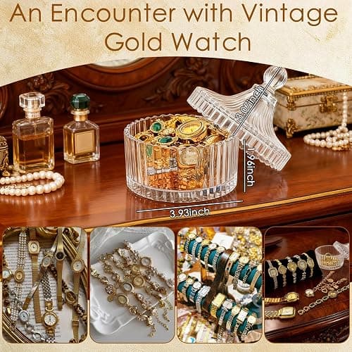 GZIXBDA 6 Pack Gold Watches for Women, Vintage Bracelet Watches with Round Oval Heart & Square Case Roman Dials Expansion Band Water Resistant thumbnail 4