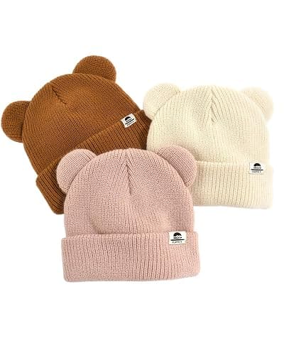 FURTALK Baby Beanie Winter Hat with Bear Ear for Infant Toddler Boys Girls Soft Knitted Skull Cap - Image 1