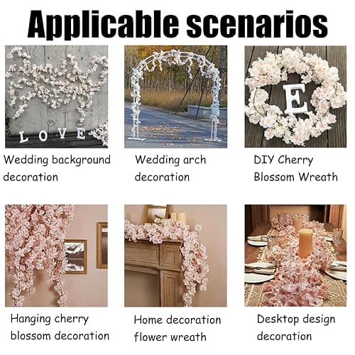 3 Stück 180cm Künstliche Kirschblüten Girlande Blumenranke,Künstliche Blumengirlande Deko,Kirschblütengirlande,Künstliche Blume Girlande für Außen und Innenhochzeit Wand Schlechte Dekoration thumbnail 7