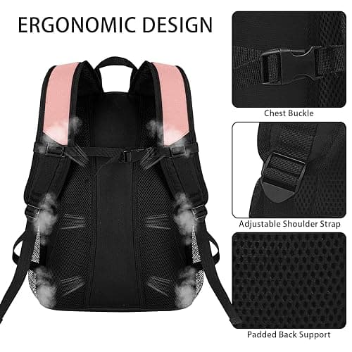 WOLT Basketball Backpack Large Sports Bag with Separate Ball Holder & Shoes Compartment, Best for Basketball, Soccer,Gym - Lightpink thumbnail 5