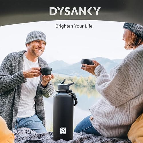 DYSANKY Insulated Water Bottle | Thickened Stainless Steel for Gym and Hiking with Straw, Carrier Bag, Handle Strap | BPA-Free 87 oz.  pink thumbnail 4