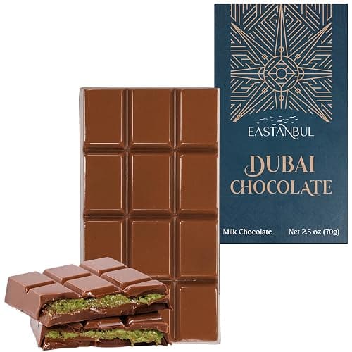 Eastanbul Dubai Chocolate Bar Pistachio, 2.5oz Mini Treat, Premium Pistachio Dubai Chocolate Bar, Viral Candy with Shredded Phyllo Dough, Knafeh, Gift Box - Image 1