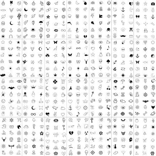 JOEHAPY 28 Sheets 504 PCS Tiny Small Temporary Tattoos For Women Men Finger Hands, Cartoon Bohemia Fake Tattoo Stickers For Kids Boys Girls, Bulk Cute Black Long Lasting Vintage Tatoos Neck Cholo thumbnail 4