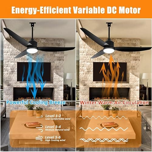 Depuley Outdoor Ceiling Fan with Light: 52 Inch Gazebo Fan Outdoor Hanging - Plug in Waterproof Fans with Lights for Patio - Dimmable Remote App Control Black thumbnail 4