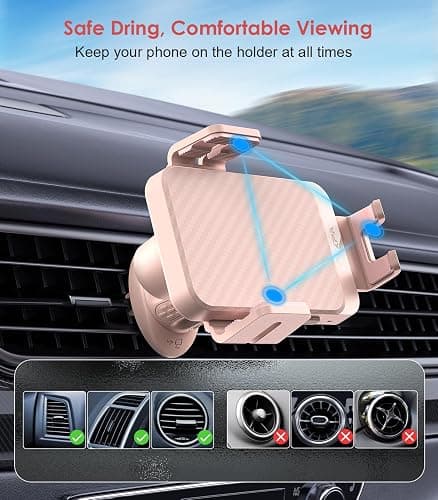 Wireless Car Charger, MOKPR 15W Fast Charging Auto-Clamping Car Charger Phone Mount Air Vent Cell Phone Holder Compatible iPhone 16/15/14/13/13 Pro/12 pro/12/11, for Samsung Galaxy S23/S22/S21, Pink - Pink thumbnail 4