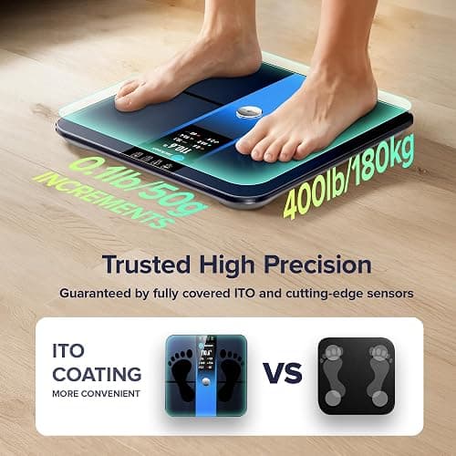 RunStar Scale for Body Weight, Precision Digital Bathroom Smart Scale with 3.5" TFT Color Large Display for BMI Muscle Mass Heart Rate, 22 Body Composition Analyzer Sync APP, 400lb thumbnail 5