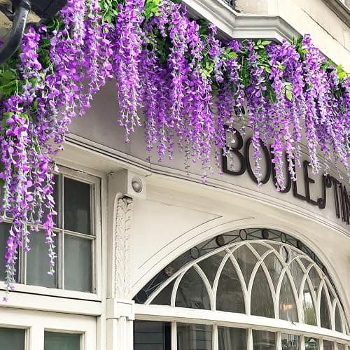 Alotiki Purple Wisteria Hanging Flowers, 50 Pack Fake Hanging Flowers | Artificial Flowers for Outdoors, Fake Flowers Garland for Backdrop, Home Garden Wedding Decor, Wisteria Garland Wedding Arch thumbnail 2