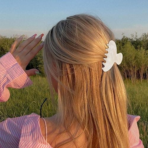ACO-UINT 2 Pack Hair Claw Clips for Women Acrylic Claw Clips for Thick Hair Non-slip Clip for Hair Large Claws Hair Accessories for Women Girls（Black&White） thumbnail 6