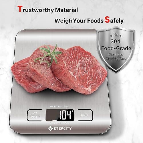 Etekcity Food Kitchen Scale, Digital Grams and Ounces for Weight Loss, Baking, Cooking, Keto and Meal Prep, LCD Display, Medium, 304 Stainless Steel thumbnail 7