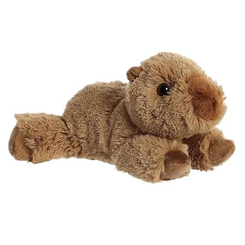 Aurora Mini Flopsie 9" Charlie Capybara Adorable Stuffed Animal | Compact tummy-lying animals with bean-filled stability - Image 1
