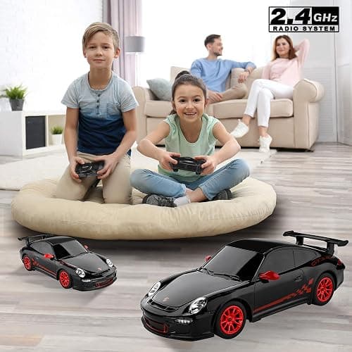 BEZGAR Porsche Remote Control Car - Officially Licensed Porsche 911 GT3 RS Toy Car 1:24 Porsche RC Car Model Vehicle Gift for Boys,Girls,Teens and Adults (39900 Black) thumbnail 5