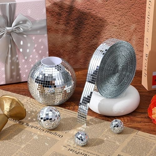 10000 Pcs Disco Ball Mirror Tiles Self Adhesive 5 x 5 mm Small Square Mirror Mosaic Tiles Disco Ball Tapes Stickers for Crafts DIY Party Decoration thumbnail 2