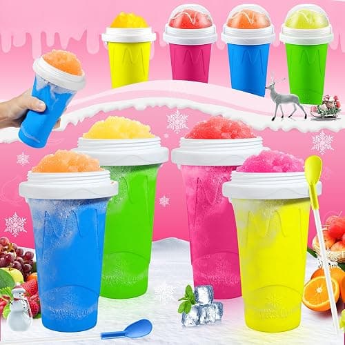 Tgosomt Slushy Cup 2 Pack, Magic Quick Frozen Slushie Maker Cup Squeeze,Ice Cream Make,Cool Fun Stuff Things Gadgets (Blue and Pink) thumbnail 6