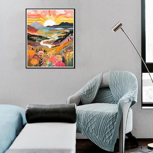 Hongyrjy Sunrise Diamond Painting,Landscape Diamond Art Kits Adults,5d Diamond Painting Kits for Adults,Landscape Gem Art Kits Adult and Crafts Home Decor 12x16inch thumbnail 2