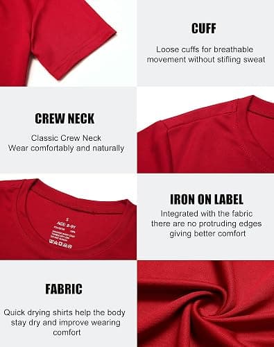 HovSiyla Boys Athletic Shirt Quick Dry Short Sleeve Performance Moisture Wicking T Shirt for Youth thumbnail 5