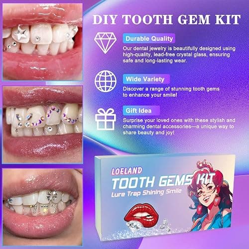 Loeland Tooth Gem Kit, DIY Crystals Jewelry Kit Teeth Gems Set, Professional Fashionable Tooth Gems for Teeth, Teeth Jewelry Starter kit thumbnail 7