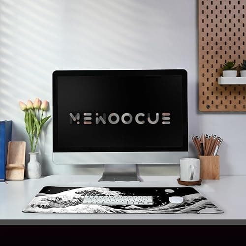 MEWOOCUE® Gaming Mouse Pad for Desk,Large Sea Wave Mousepad Laptop,Black White Japanese Anime Mouse Mat,Long XXL Waterproof Keyboard Pads,Big Non-Slip Mouse Pads for Game Office Home（31.5 x 11.9 in） thumbnail 4