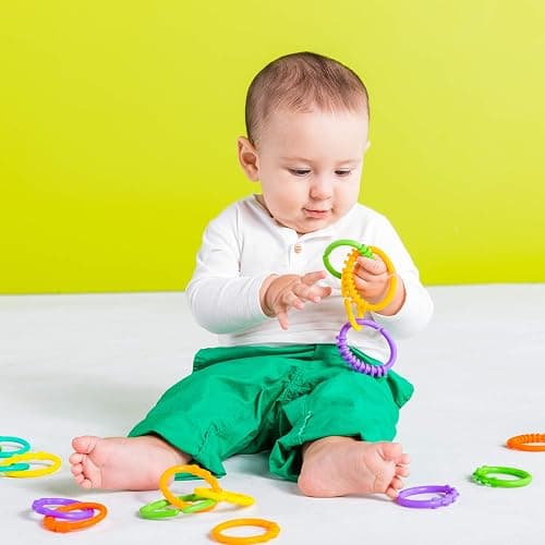 Bright Starts Lots of Links Rings Toys for Stroller or Carrier Seat, BPA-Free, Ages 0 Months Plus, Multicolor, 24 Count thumbnail 5