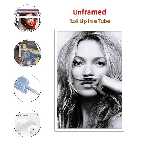 Kate Moss Black And White Pretty Art Posters Poster Decorative Painting Canvas Wall Art Living Room Posters Bedroom Painting 16x24inch(40x60cm) thumbnail 2