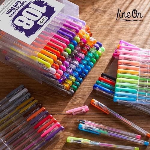 Lineon Gel Pens 108 Colours Gel Pen Set for Adult Colouring Books Art Markers thumbnail 7