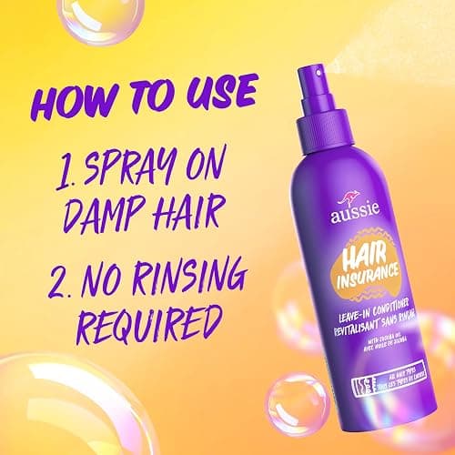 Aussie Hair Insurance Leave-In Conditioner Spray, Frizz Control, Softening with Jojoba & Sea Kelp, Moisturizing Treatment for All Hair Types, Juicy Citrus, 8 Fl Oz Each, Triple Pack thumbnail 4