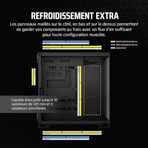 Corsair 6500X Boîtier PC mATX Mid-Tower à Double Chambre – Verre Trempé Panoramique - Connexion Inversée Compatible avec la Carte Mère – Pas de Ventilateurs Inclus – Noir/Obsidienne Aluminium thumbnail 6