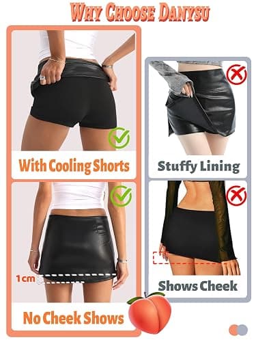 Danysu Stretchy Mini Skorts Low Waist Skirt with Shorts Side Slit 2025 Sports Daily Going Out Outfits thumbnail 2