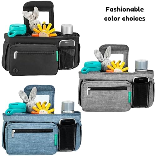 Swanoo Stroller Caddy Organizer With Cup Holder, Non Slip Straps Bag for Phone, Pet Stroller Accessories, Universal Fits Uppababby Vista v2 Wonderfold Wagon, Doona and More thumbnail 8