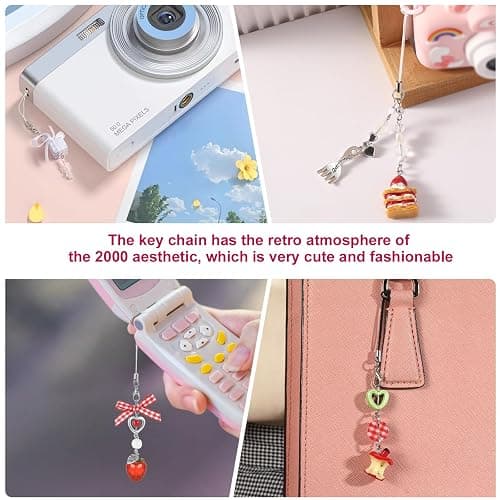 VZZNN 4 PCS Cute Phone Charms Y2K Aesthetic Kawaii Pink Phone Charms Strap Aesthetic for Bag Purse Backpack Wallet Pendants Decor thumbnail 6