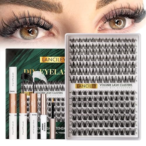 Lash Clusters 154pcs Lashes 10-18mm Eyelash Clusters Kit Natural Eyelashes DIY Cluster Eyelash Extensions Thin Band Cluster Lashes False Eyelashes Lash Extension Kit wth Bond & Seal & Remover-M34+M31 thumbnail 7