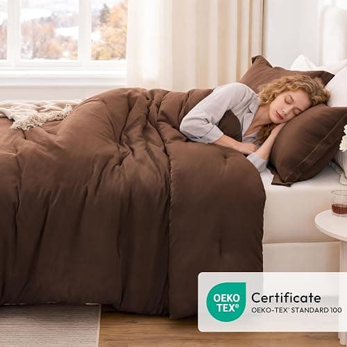 Love's cabin Brown Twin/Twin XL Comforter Set, 2-Piece Prewashed Bed Set with 1 Comforter (66 x 90 in) & 1 Pillowcase, Lightweight & Breathable for All Seasons thumbnail 5